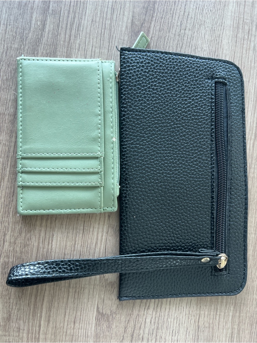 Bundle of Black Wristlet Wallet and  Mint Cardholder